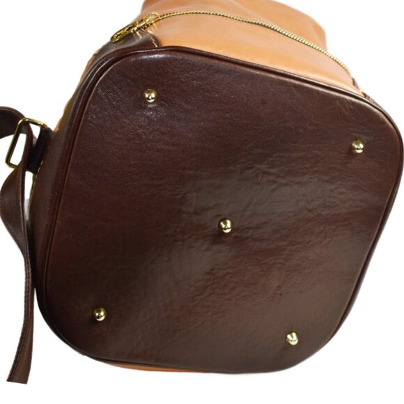 Marino Orlandi Cognac Chocolate Leather Embossed Convertible Sling Backpack - Picture 8 of 10